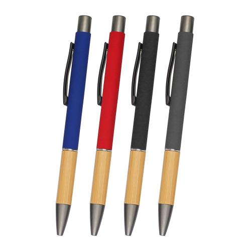 Metal Rubber Ballpoint Pen with Bamboo Body