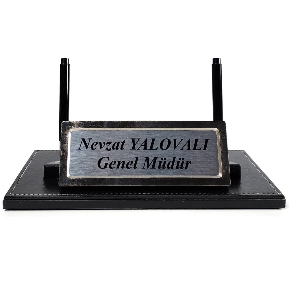 Siyah Deri Masa Üstü İsimlik