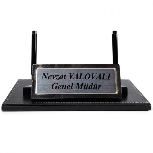 Siyah Deri Masa Üstü İsimlik