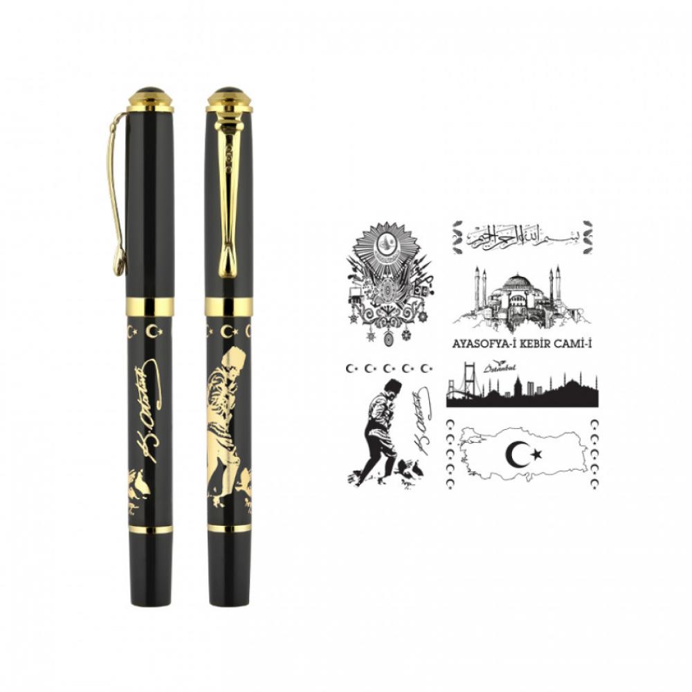 Kabartma Figürlü Metal Roller Kalem